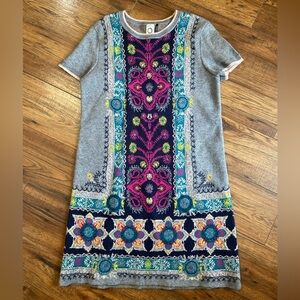 ANTHROPOLOGIE Boho Floral Knit Akemi Kin Kaleidoscope Tunic Sweater Dress small